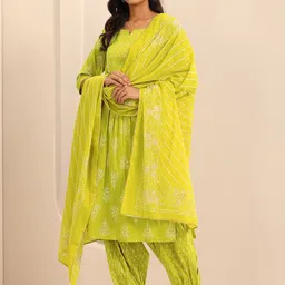 Libas Women Ethnic Motifs Printed Regular Kurta with Salwar & With Dupatta-1