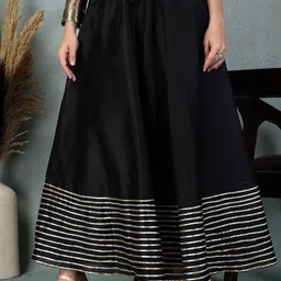 Clora Creation High RiseGotta Patti Flared Maxi Skirt-image-11