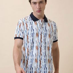 Status Quo Men Abstract Printed Polo Collar T-shirt-picture-1