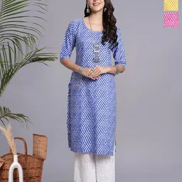 HERE&NOW Selection Of 3 Leheriya Printed Straight Kurtas-picture-58