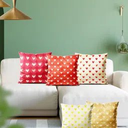 ArtzFolio Multicoloured Set of 5 Velvet Square Cushion Covers-18