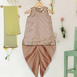 SAKA DESIGNS Girls Embroidered Regular Kurta with Dhoti Pants & With Dupatta-image-30
