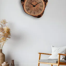 OLIVE TREE Brown & Black Printed Wooden Contemporary Wall Clock-63