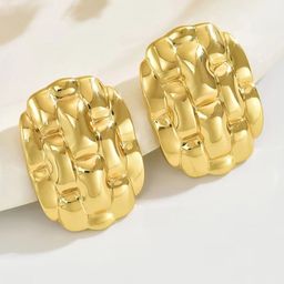 KRENOZ Gold Plated Texture Geometric Shaped Studs-image-19