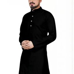 ANUJ FASHION Men Black Cotton Blend Kurta-picture-7