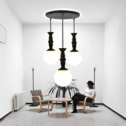 KINIS Black & White Metal Spherical Shaped Ceiling Lamp-picture-15