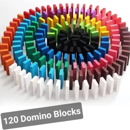 100 Pc 10 Color Wooden Dominos Blocks Set, Kids Game Educational Play Toy Wooden-image-9