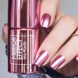 Magic Mirror Effect Chrome Nail Art Polish Metallic Pink Pink-9