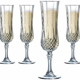 (Pack of 6) LongChamp Wine Glasses/Crystal Clear Champagne Wine Glasses with Diamond Cuts Glass Set Wine Glass-14