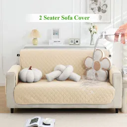 HOKIPO Beige 2-Seater Waterproof Sofa Cover With Arms-image-57