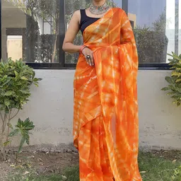 HERE&NOW Tie and Dye Pure Georgette Ready to Wear Saree-image-67