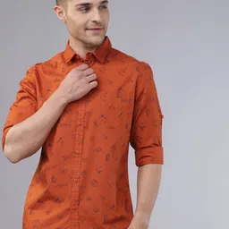 LOCOMOTIVE Men Spread Collar Conversational Printed Cotton Slim Fit Casual Shirt-image-54