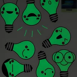 INDIAN ROYALSGreen & Black Kartoon Pattern Glow in the Dark Self Adhesive Wall Sticker-41