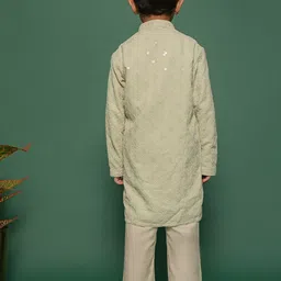 VASTRAMAY Boys Embroidered Regular Thread Work Kurta with Pyjamas image 3