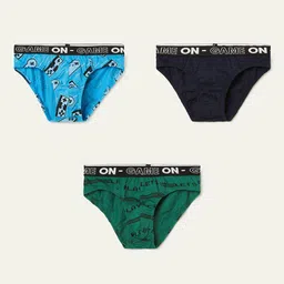 ABELINO Boys Pack Of 3 Printed Pure Cotton Basic Briefs 1000015124561-MULTI-50