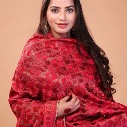 THE SHAWL STUDIO Diamond Embroidered Phulkari Dupatta-picture-13