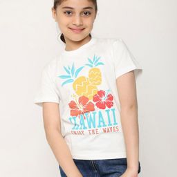 Wakai Girls Typography Printed Organic Cotton Applique T-shirt-image-86