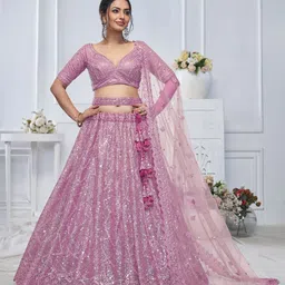 ODETTE Embellished Sequinned Semi-Stitched Lehenga & Unstitched Blouse With Dupatta-picture-10