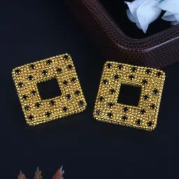 StyleCast Gold-Plated Rhinestone Studded Square Shaped Studs-picture-12