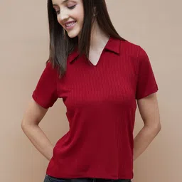 Fame Forever by Lifestyle Striped Polo Collar T-shirt-picture-1