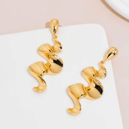 DKane Designs Gold-Plated Contemporary Shaped Drop Earrings-37