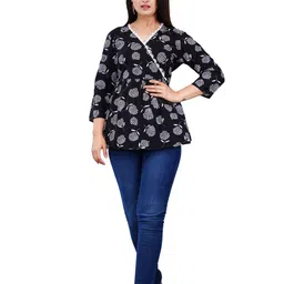 Cloth Bites Floral Print Bell Sleeve Cotton Shirt Style Top-image-46