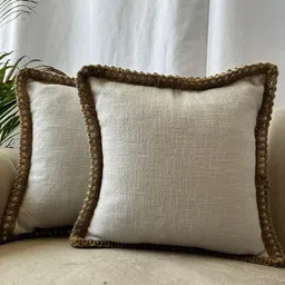 EXPORT HOUSE Brown & Off White Set of 2 Square Cushion Covers-58