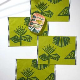 FREEDOM TREE 4-Pcs Lime-Green Printed Cotton Table Placemats-image-71