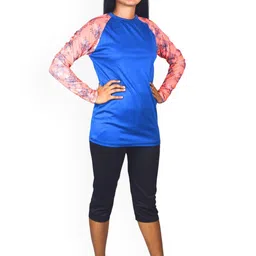 Aqua Holic Printed T-Shirt & Capri Swim Set-image-60