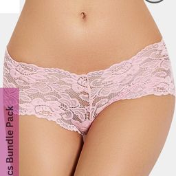 LoveAasan Women Pack Of 2 Pink & White Lace Low Rise Nylon Hipster Panties-picture-15