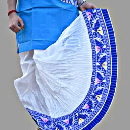 Chandra Jamdani Border Ready To wear Solid Men Dhoti-image-5
