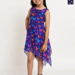 Creative Kids Floral Print Georgette Fit & Flare Dress-image-91
