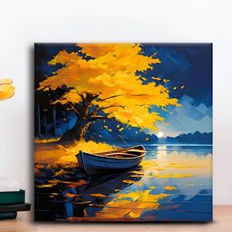OLIVE TREE Blue & Yellow Canvas Wall Painting-picture-10