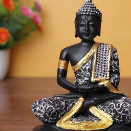 GW CREATIONS Silver-Toned Buddha Figurine Showpiece-16