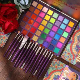 EXOTIC FLAVORS Eyeshadow Palette + 20 PCS Eye Brushes Makeup Set 48 Colors Neon 72 g-image-56