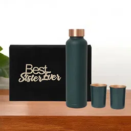 INTERNATIONAL GIFT Green Set of 3 Copper Solid Water Bottle-image-97