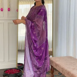 KALINI Bandhani Printed Keyhole Neck Mirror Work Kurta With Trousers & Dupatta image 5