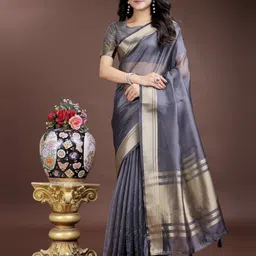 Astita Zari Organza Saree with Blouse Piece-image-29