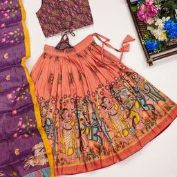 BAESD Girls Printed Foil Print Ready to Wear Lehenga & Blouse With Dupatta-31