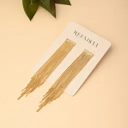 Reenisaa Gold Plated Contemporary shape Drop Earrings-3