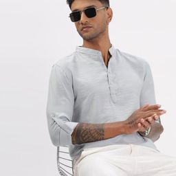 COLOR HUNT Men Comfort Regular Fit Solid Band Collar Casual Shirt-image-32