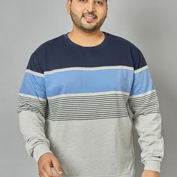 AUSTIVO Men Plus Size Striped Sweatshirt-image-25