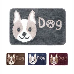 HOKIPO Grey & Beige Patterned Microfibre 1800 GSM Anti-Skid Bath Rug-2