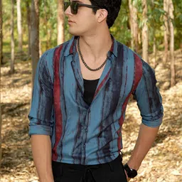Campus Sutra Men Comfort Fit Spread Collar Vertical Striped Casual Shirt-image-84