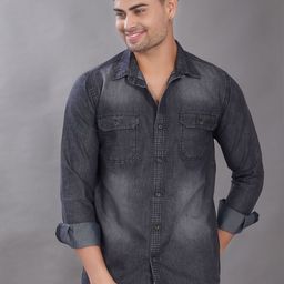 THE BEETEL HOUSE Men Club Slim Fit Faded Solid Cotton Casual Shirt-picture-2
