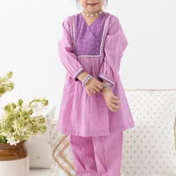 Tiber Taber Girls Striped A-Line Kurti with Salwar-picture-33