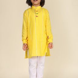 LIL PITAARA Boys Regular Pure Cotton Gotta Patti Kurta with Pyjamas-image-16
