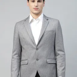Givo Self Design Single-Breasted Notched Lapel Collar Formal Blazers-image-59