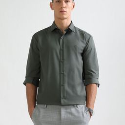 Arrow New York Men Slim Fit Solid Spread Collar Formal Shirt-picture-14