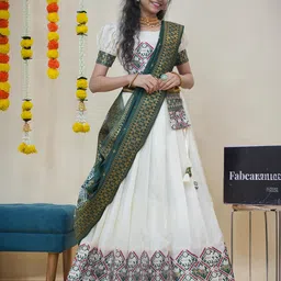 Fabcartz Woven Design Semi-Stitched Lehenga With Blouse & Dupatta-image-52